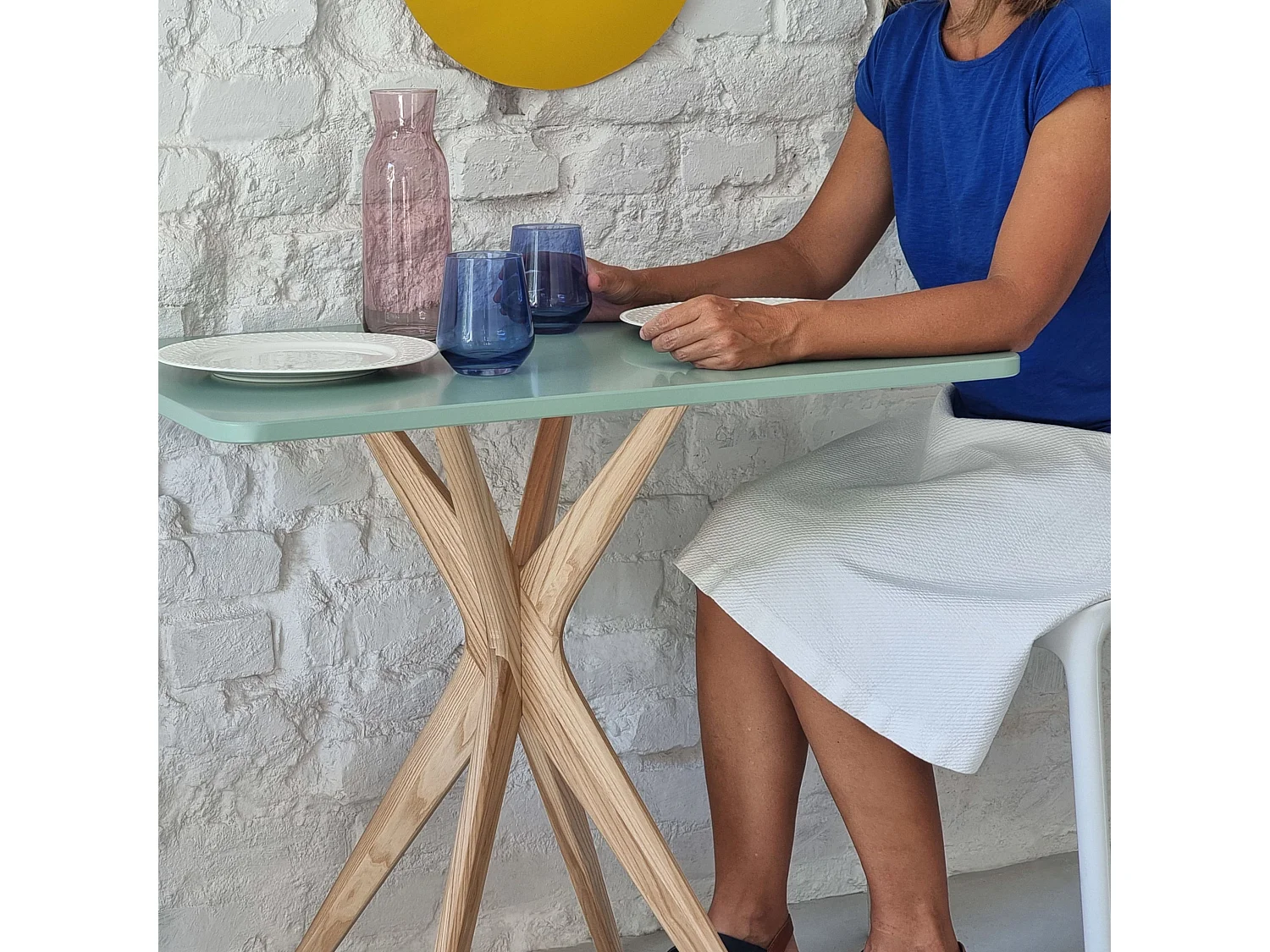 Petite table à manger rectangulaire Jubi 55x80cm Jaune Genët