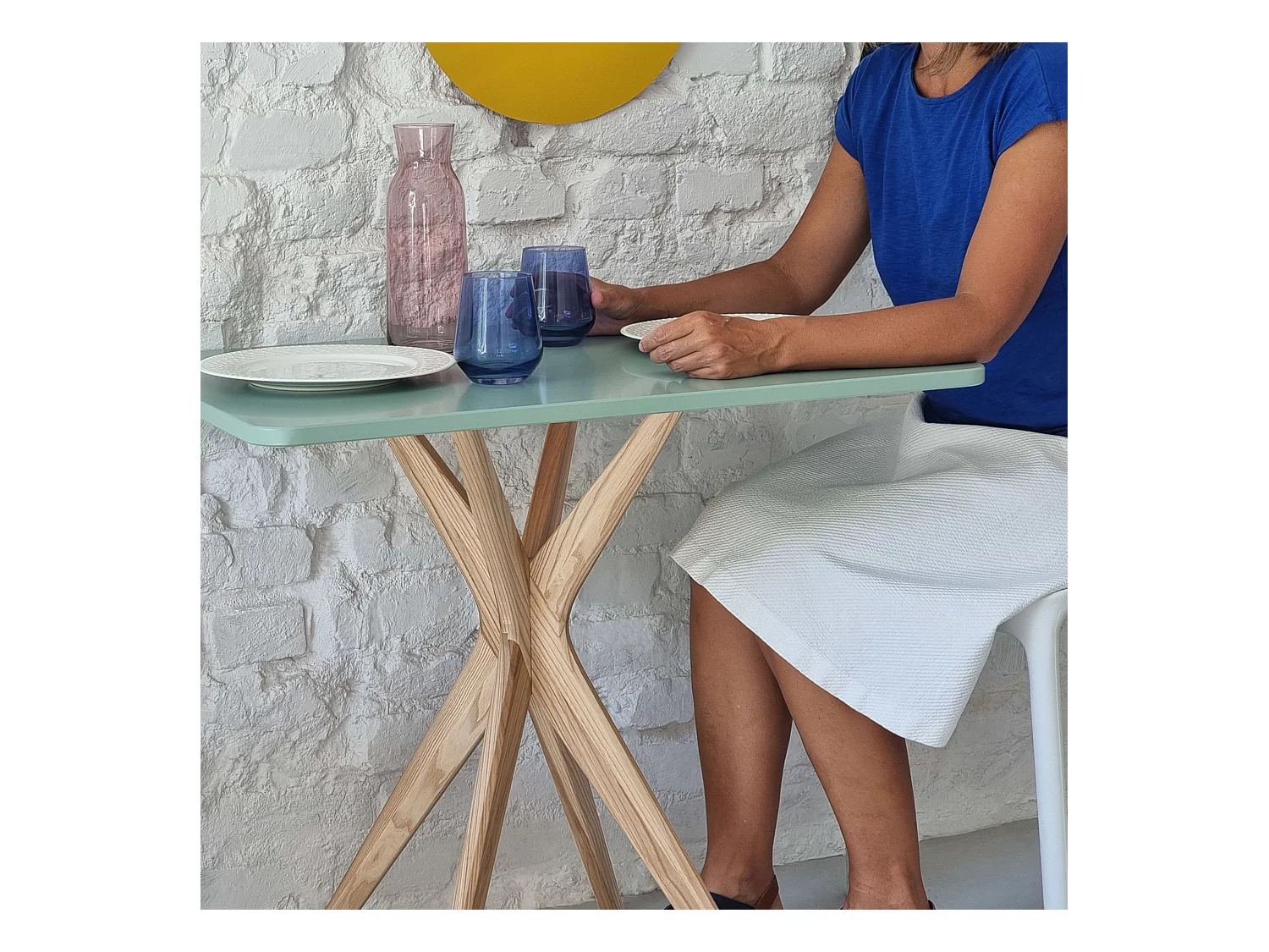 Petite table à manger rectangulaire Jubi 55x80cm Menthe Éphémère