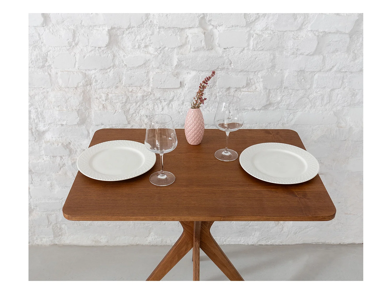 Petite table à manger rectangulaire Jubi 55x80cm Chêne