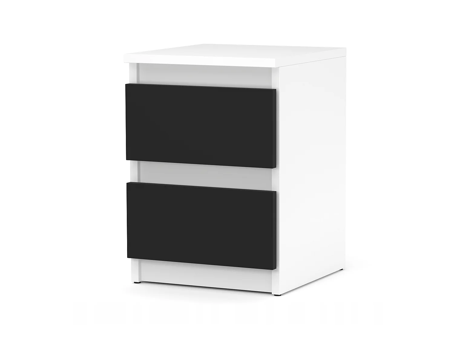 Table de chevet Blanc + Noir  30x30x42CM 2 tiroirs-meuble de nuit pour chambre à coucher loft