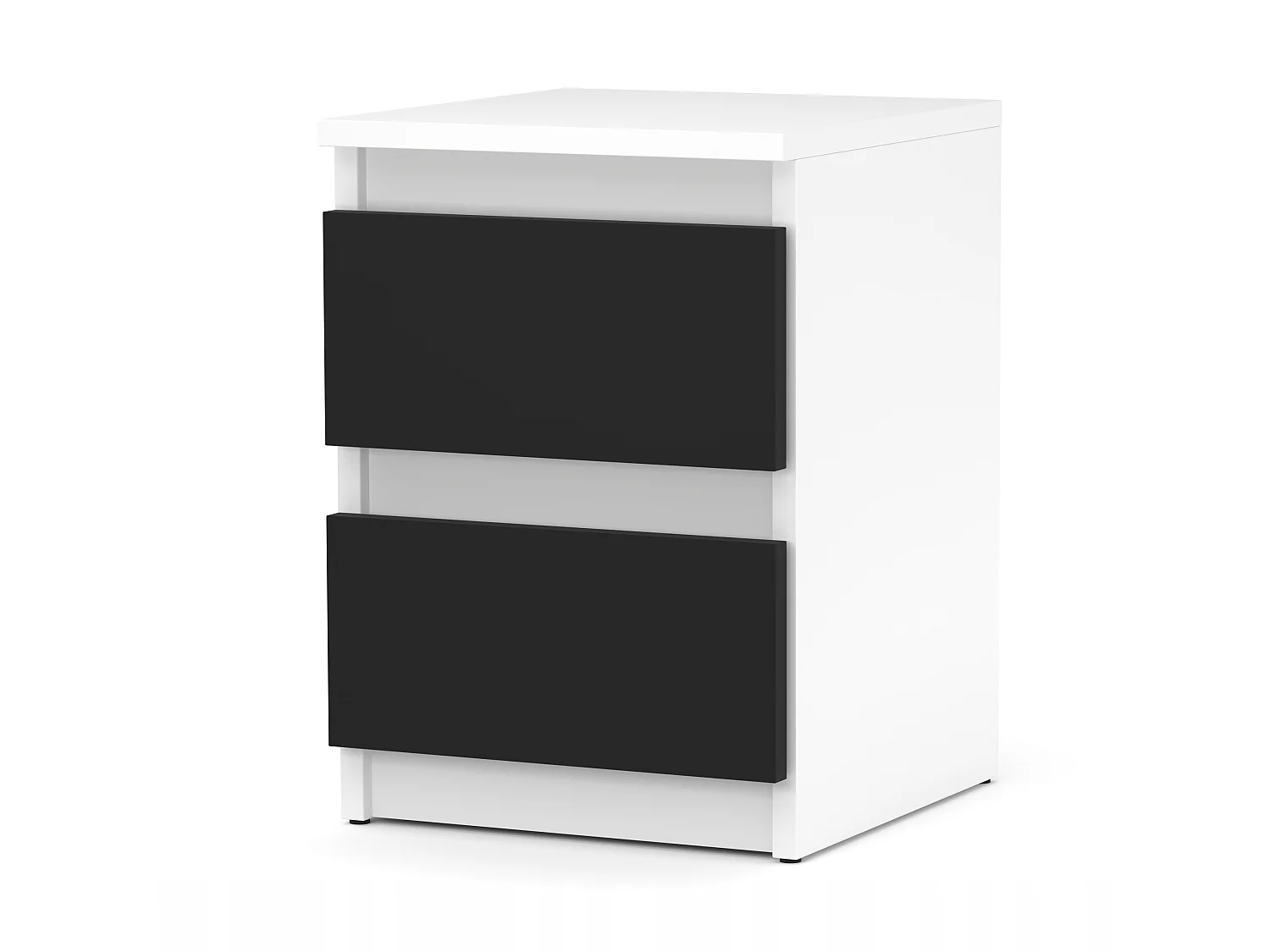 Table de chevet Blanc + Noir  30x30x42CM 2 tiroirs-meuble de nuit pour chambre à coucher loft