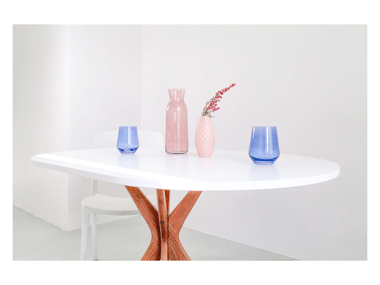 Table à manger ovale 75x100cm Jubi Blanc