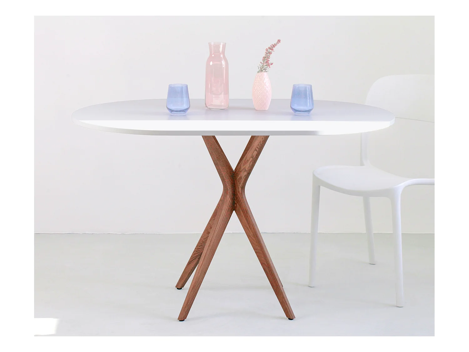 Table à manger ovale 75x100cm Jubi Blanc