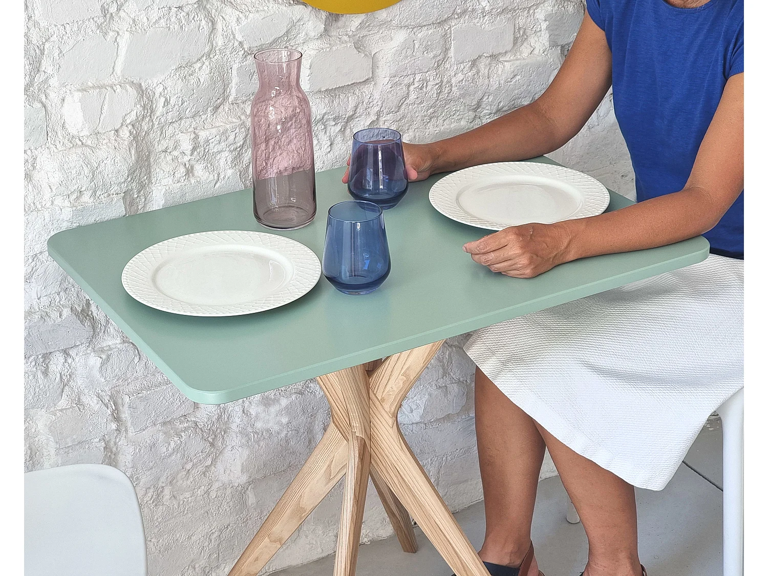 Kleine rechthoekige eettafel Jubi 55x80cm Krijtwit