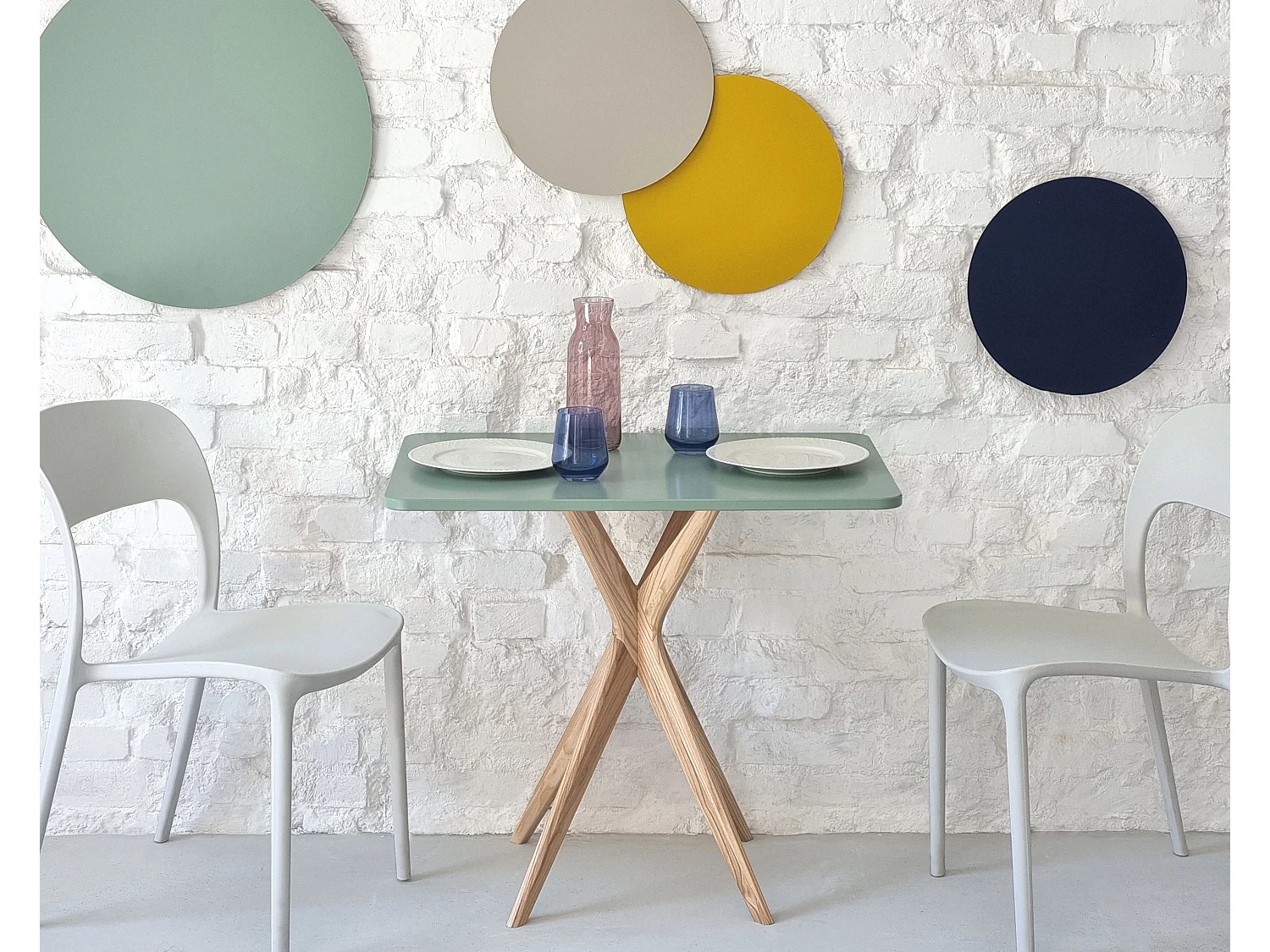 Kleiner rechteckinger Esstisch Jubi 55x80cm Perlweiß