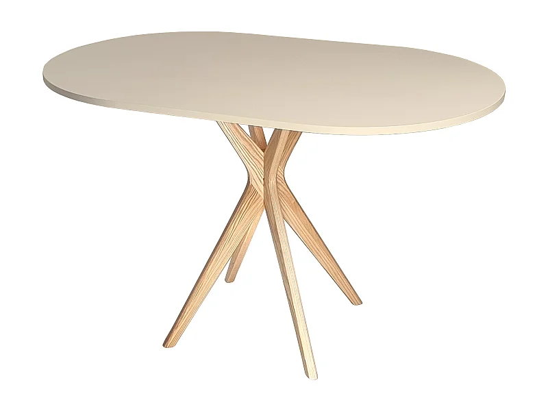 Mesa de jantar oval 75x100cm Jubi Castanho Bege