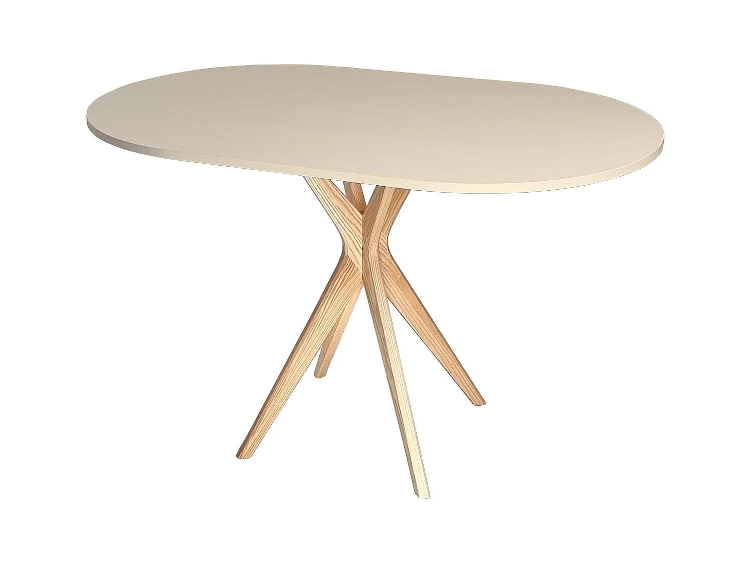 Table à manger ovale 75x100cm Jubi Beige Brun