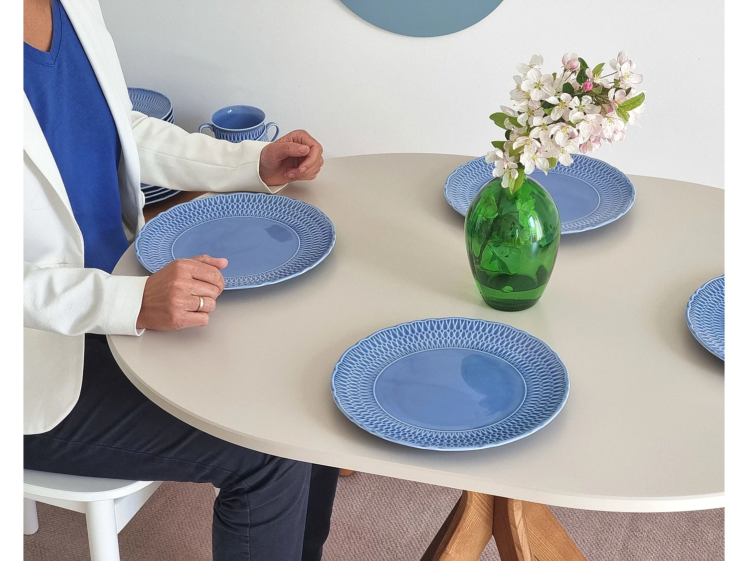 Table à manger ovale 75x100cm Jubi Beige Brun