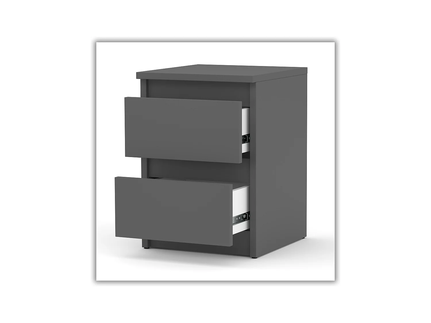 Table de chevet Gris  30x30x42CM 2 tiroirs -meuble de nuit pour chambre à coucher loft