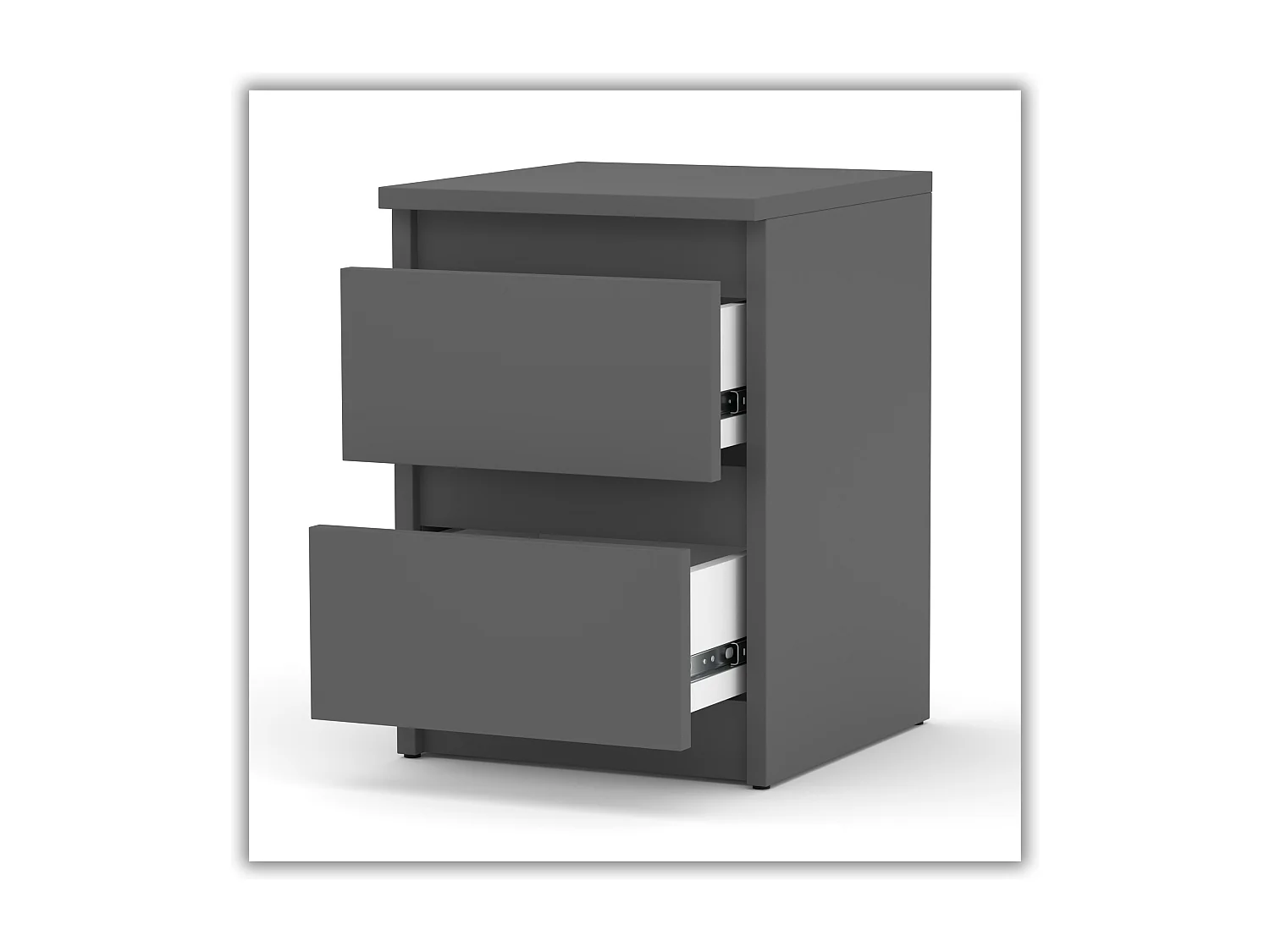 Table de chevet Gris  30x30x42CM 2 tiroirs -meuble de nuit pour chambre à coucher loft