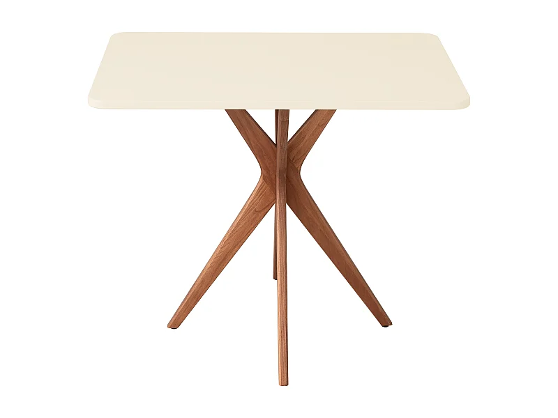 Kleiner rechteckinger Esstisch Jubi 55x80cm Perlweiß Eichenbeinen