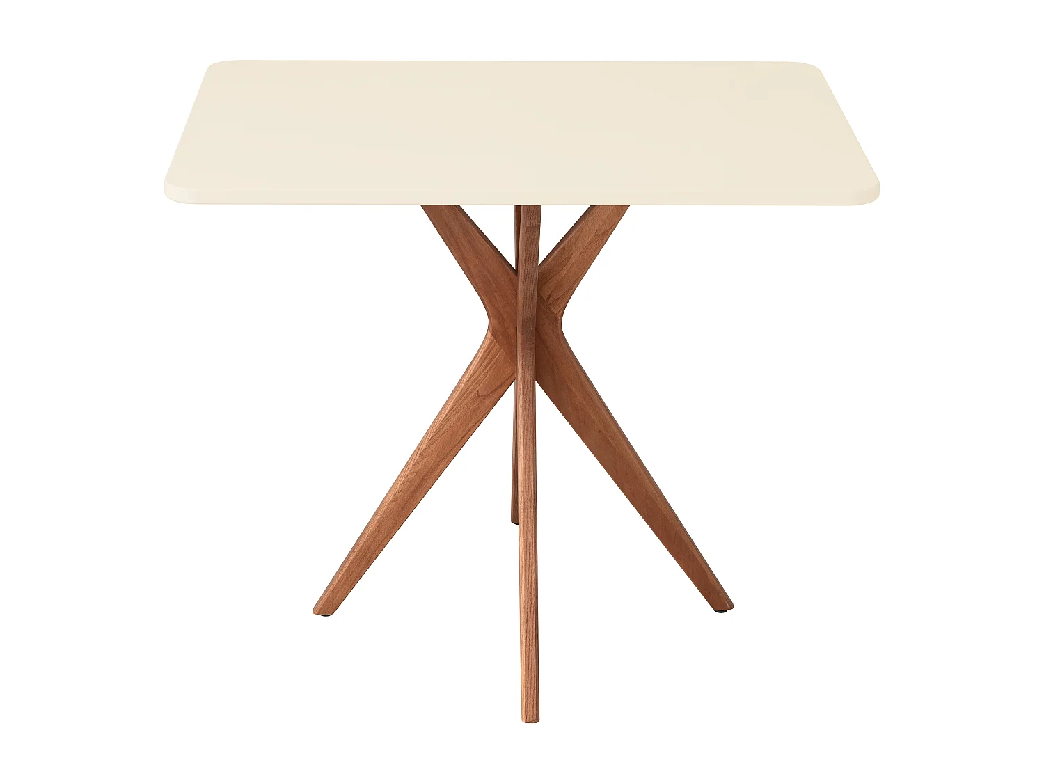 Kleiner rechteckinger Esstisch Jubi 55x80cm Perlweiß Eichenbeinen