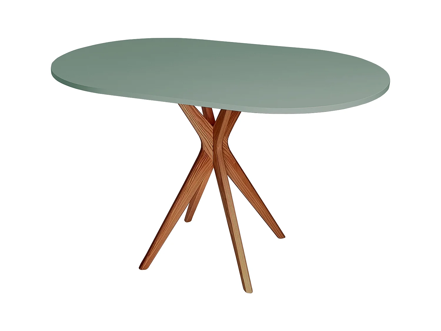 Table à manger ovale 75x100cm Jubi Vert Sauge Chêne