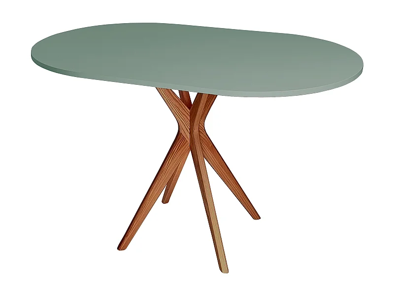 Mesa de comedor ovalada 75x100cm Jubi Verde Salvia Roble