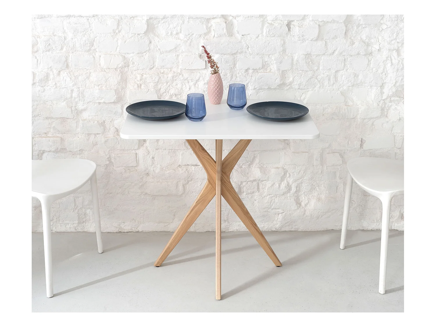 Petite table à manger rectangulaire Jubi 55x80cm Blanc