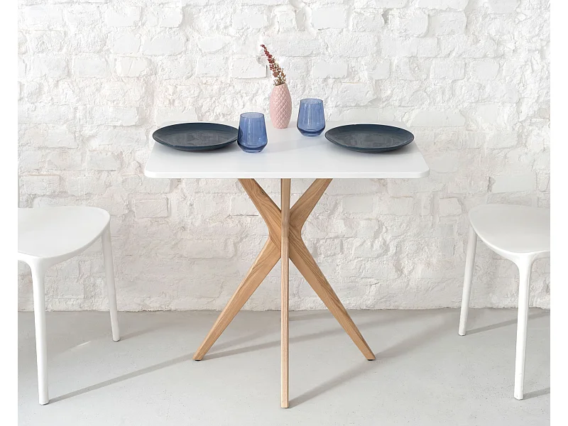 Piccolo tavolo da pranzo rettangolare Jubi 55x80cm Bianco