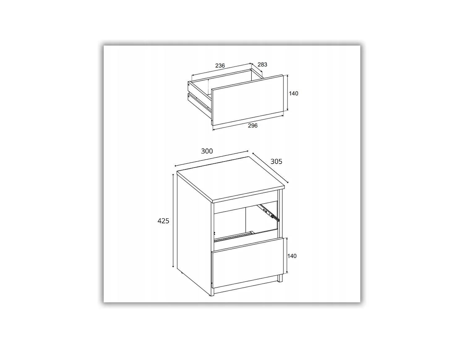 Table de chevet Blanc Mat 30x30x42CM 2 tiroirs -meuble de nuit pour chambre à coucher loft