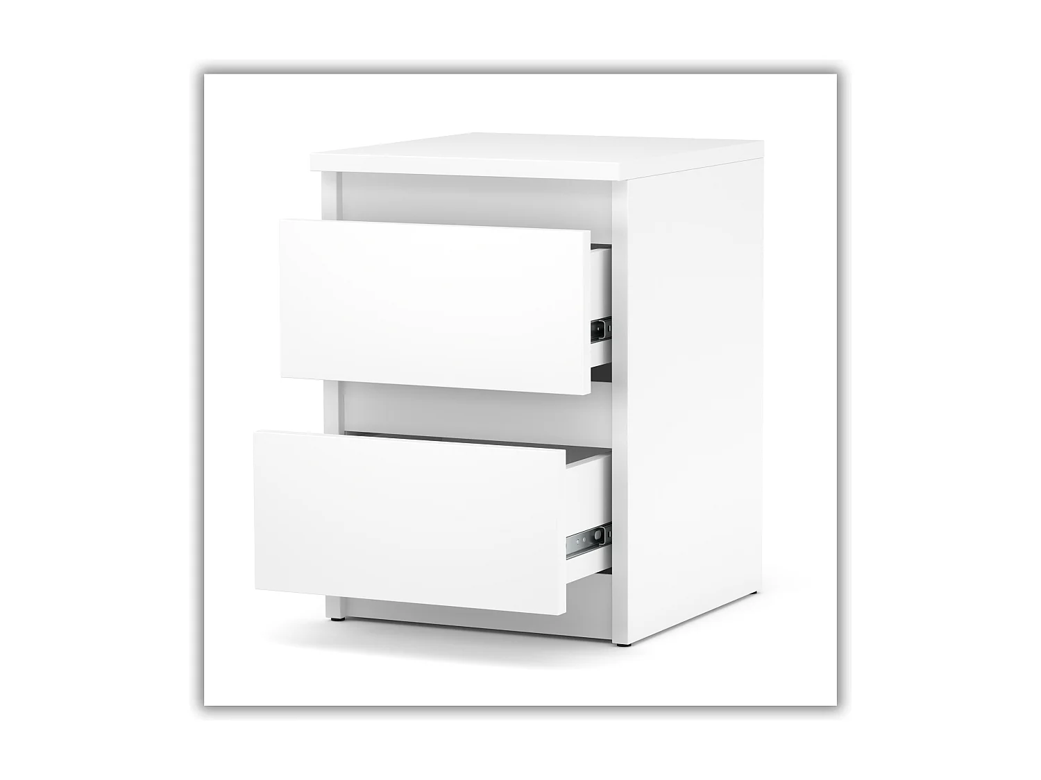 Table de chevet Blanc Mat 30x30x42CM 2 tiroirs -meuble de nuit pour chambre à coucher loft