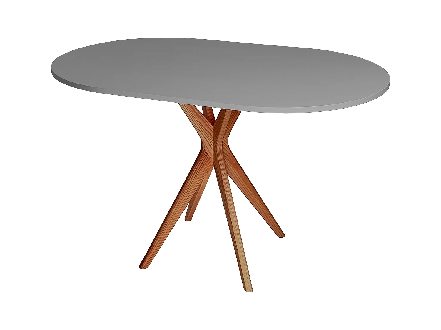 Table à manger ovale 75x100cm Jubi Gris Béton Chêne