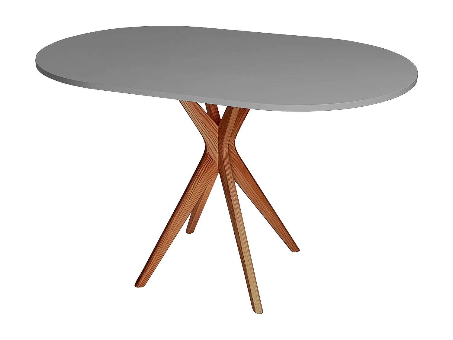 Table à manger ovale 75x100cm Jubi Gris Béton Chêne