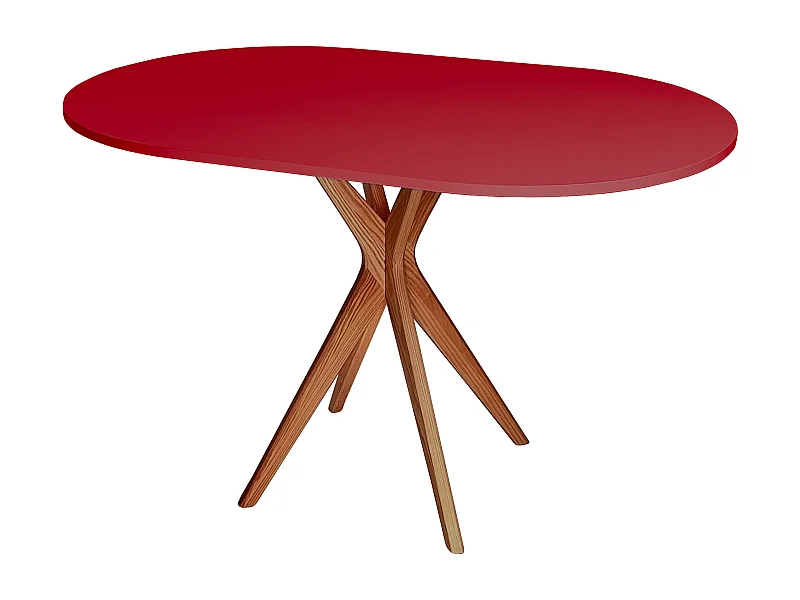 Ovaler Esstisch 75x100cm Jubi Rot Eichenbeinen