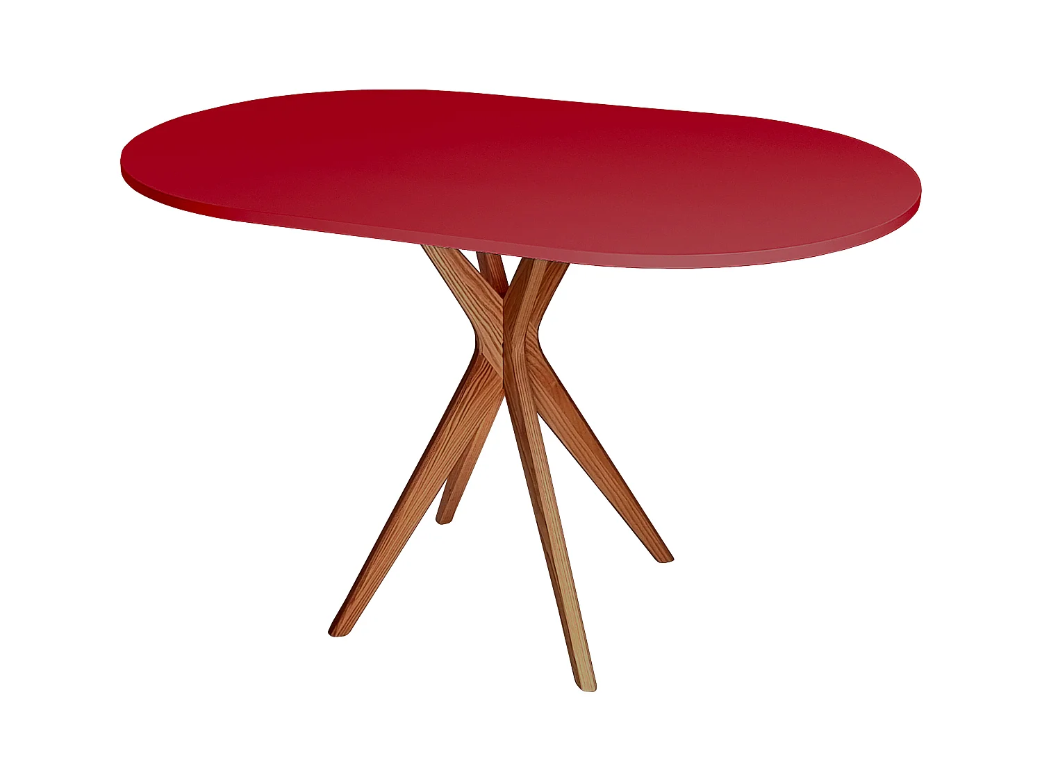 Ovaler Esstisch 75x100cm Jubi Rot Eichenbeinen