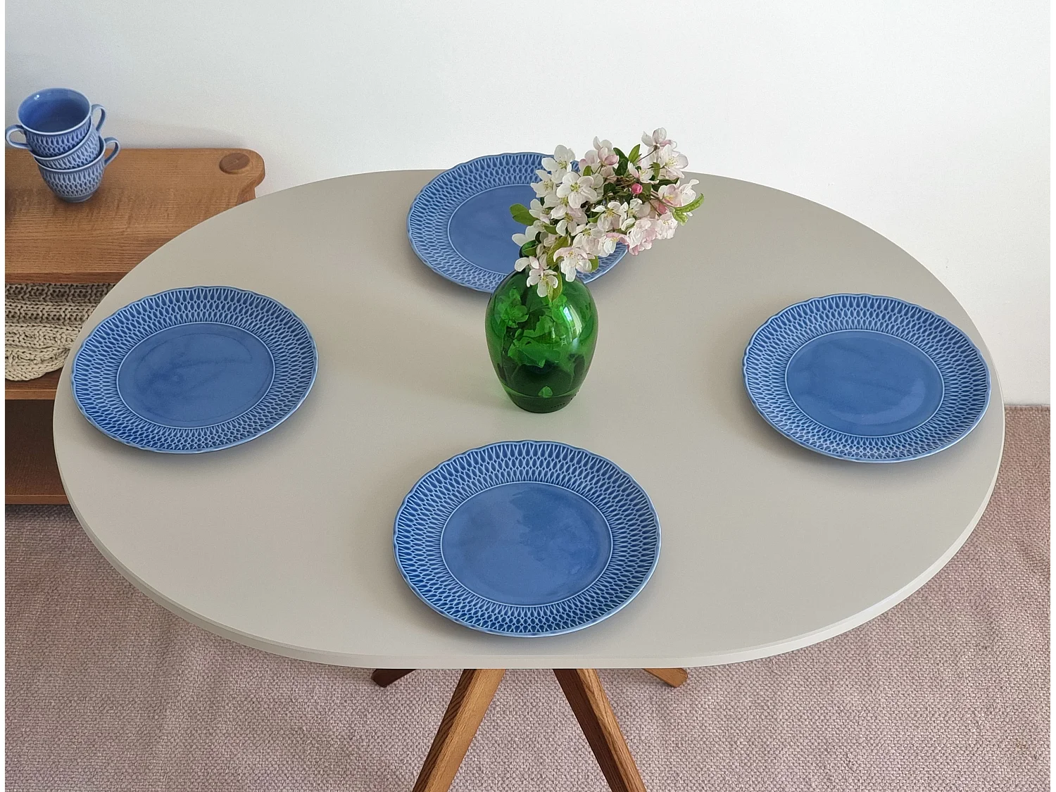 Table à manger ovale 75x100cm Jubi Vieux Rose