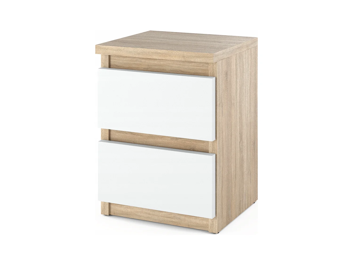 Table de chevet Chêne Sonoma Blanc mat 30x30x42CM 2 tiroirs-meuble de nuit pour chambre à coucher loft