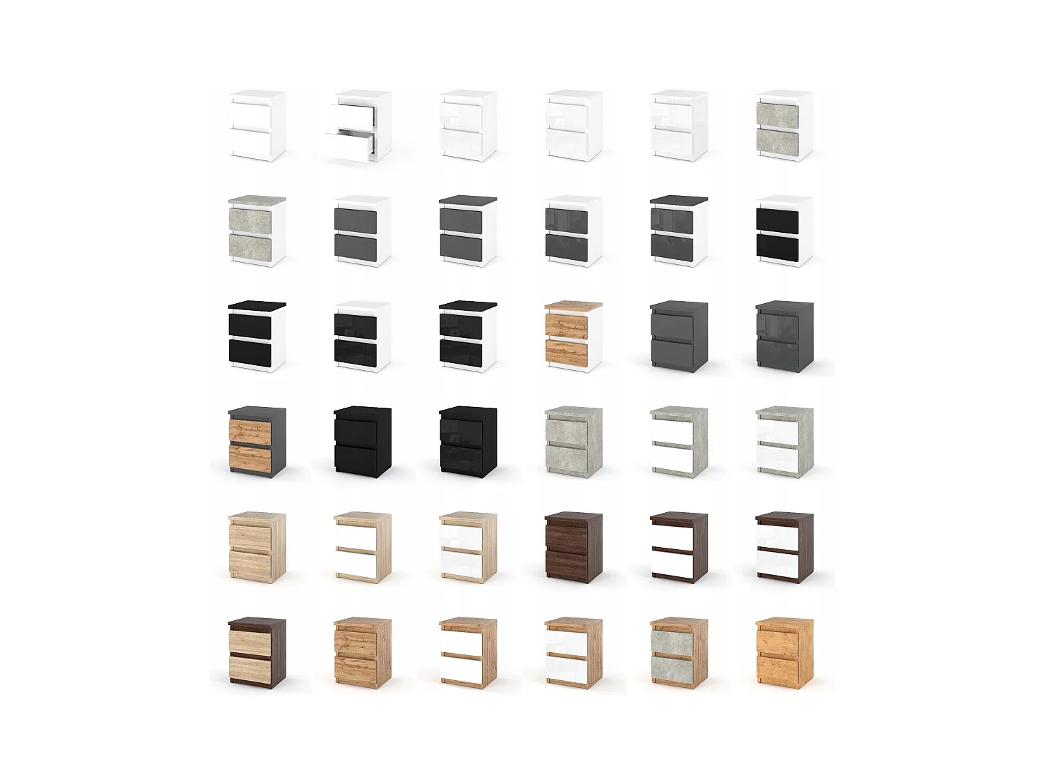 Table de chevet Chêne Sonoma Blanc mat 30x30x42CM 2 tiroirs-meuble de nuit pour chambre à coucher loft