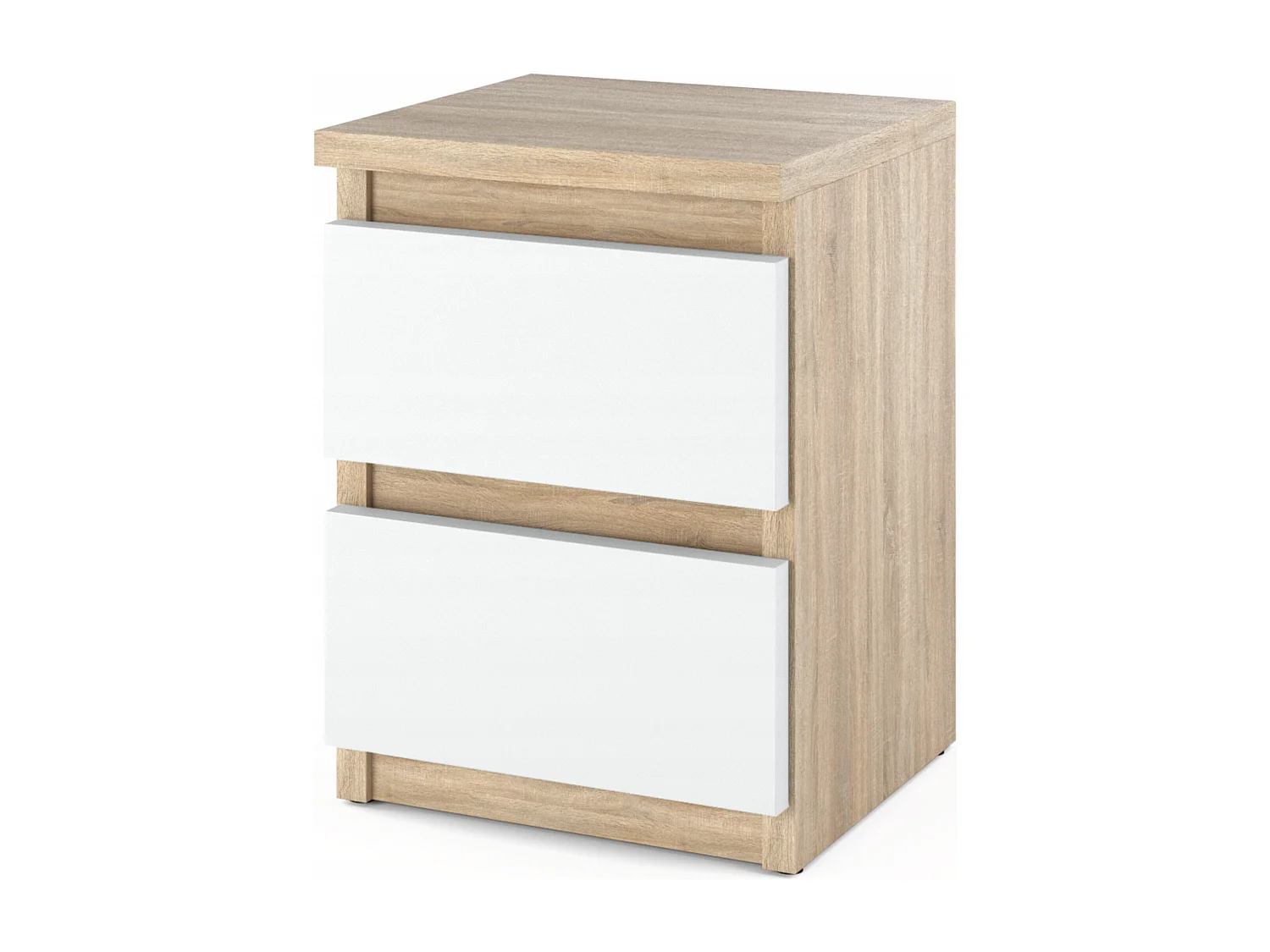 Table de chevet Chêne Sonoma Blanc mat 30x30x42CM 2 tiroirs-meuble de nuit pour chambre à coucher loft