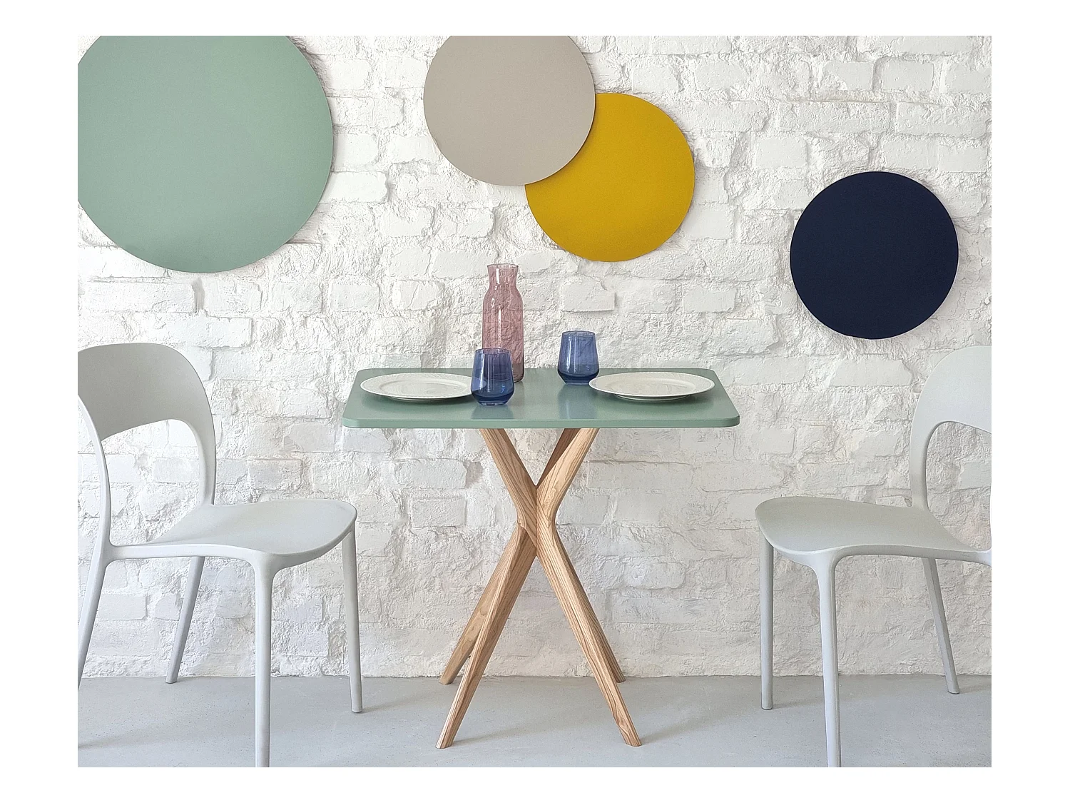 Petite table à manger rectangulaire Jubi 55x80cm Vert Sauge