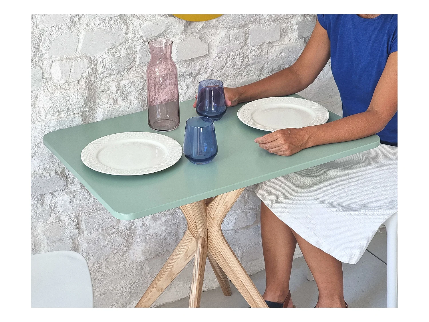 Petite table à manger rectangulaire Jubi 55x80cm Vert Sauge