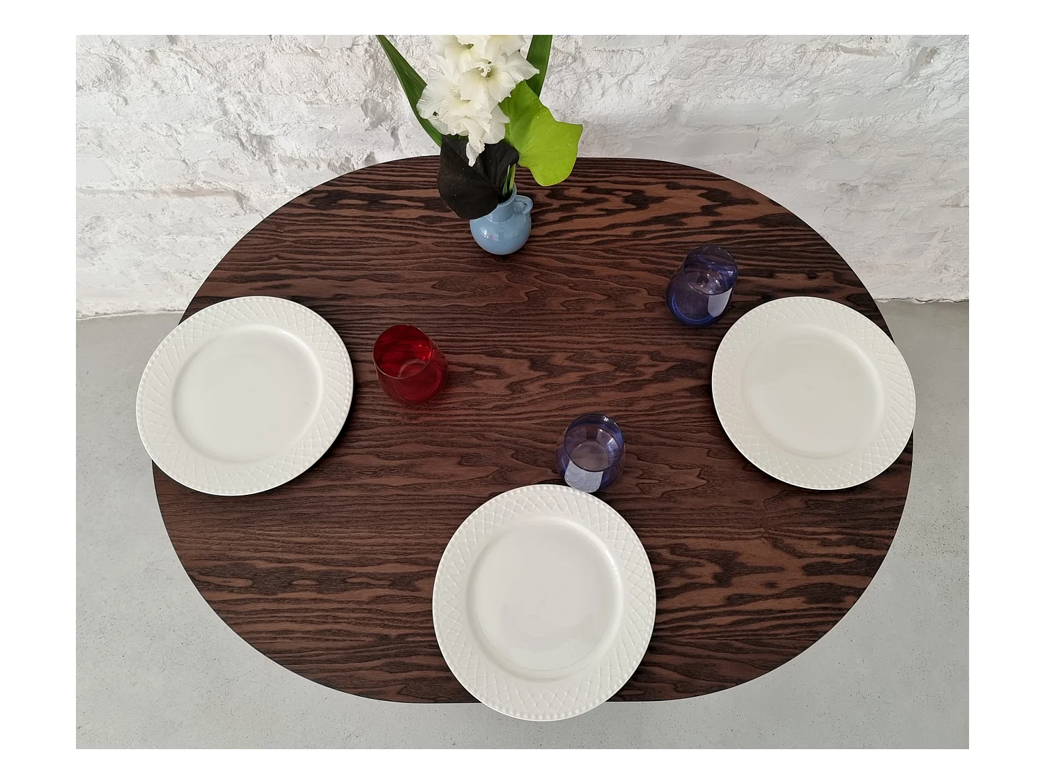 Table à manger ovale 75x100cm Jubi Noyer