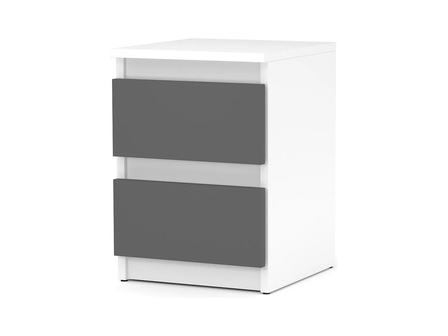 Table de chevet Blanc + Gris 30x30x42CM 2 tiroirs-meuble de nuit pour chambre à coucher loft