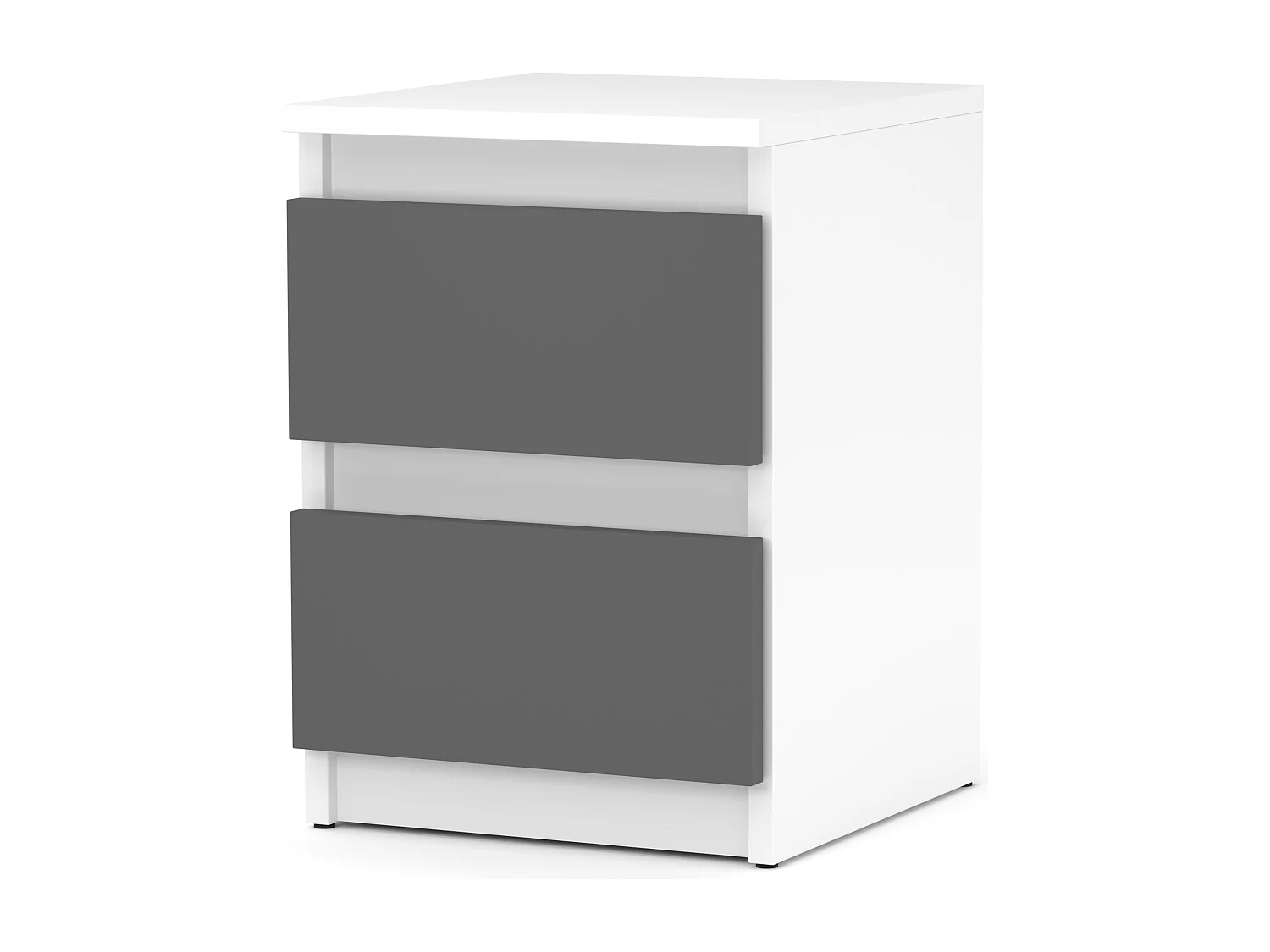 Table de chevet Blanc + Gris 30x30x42CM 2 tiroirs-meuble de nuit pour chambre à coucher loft