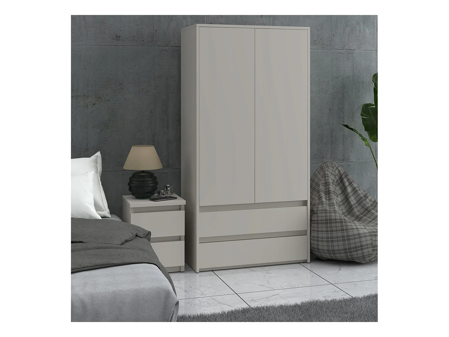 Table de chevet Cachemire  30x30x42CM 2 tiroirs-meuble de nuit pour chambre à coucher