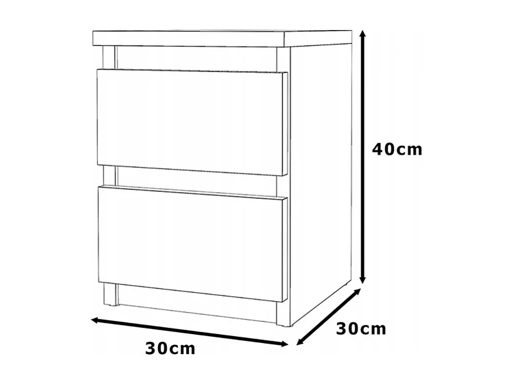 Mesa de cabeceira Cashmere 30×30×42 cm, 2 gavetas - móveis de cabeceira para o quarto