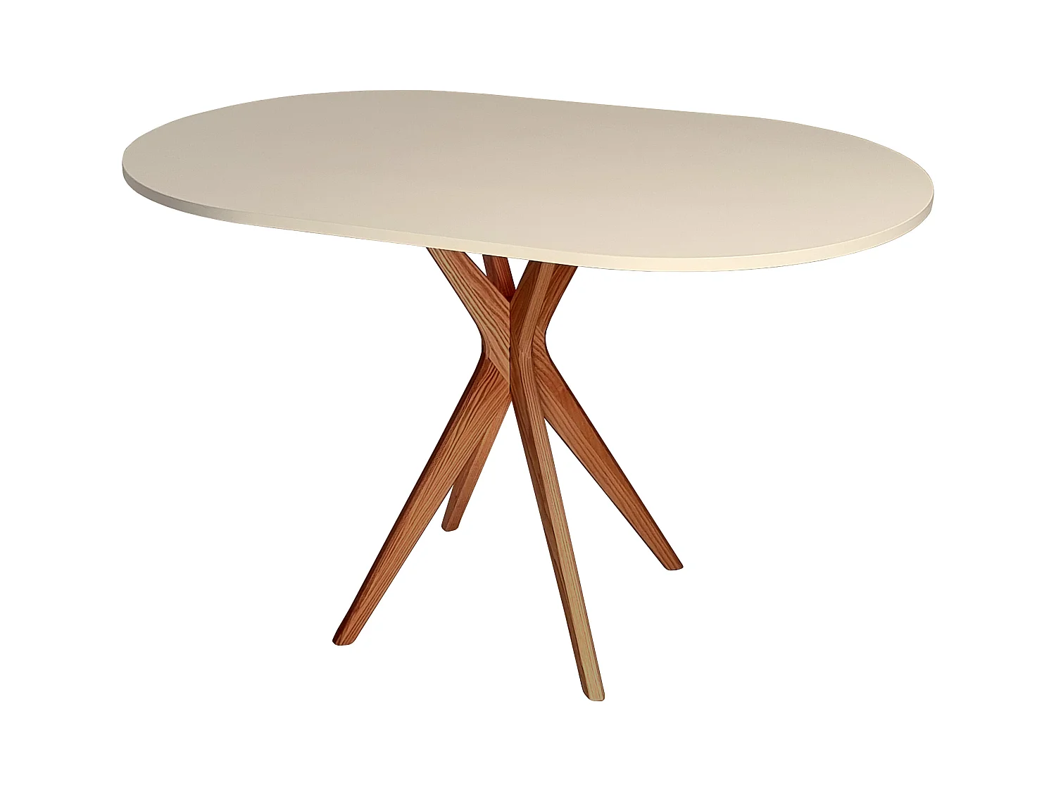 Table à manger ovale 75x100cm Jubi Beige Brun Chêne