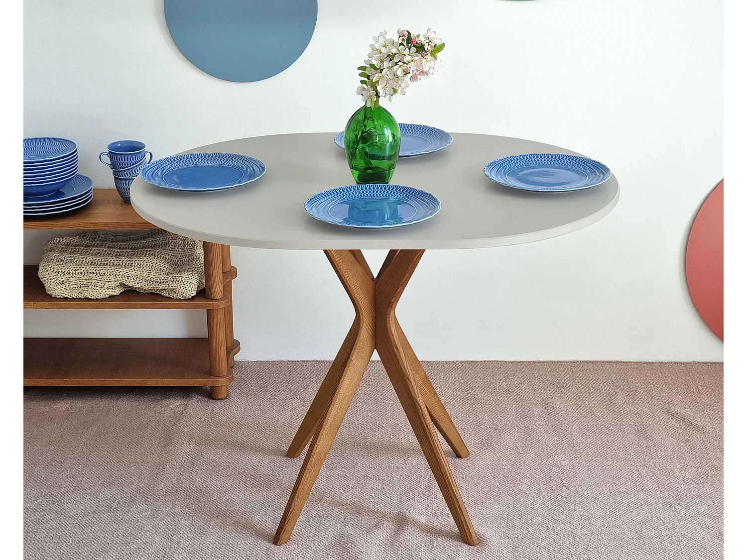 Mesa de comedor ovalada 75x100cm Jubi Marrón Beige Roble