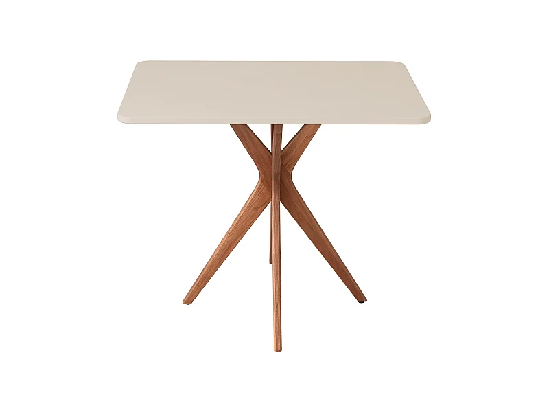 Kleiner rechteckinger Esstisch Jubi 55x80cm Braun Beige Eichenbeinen