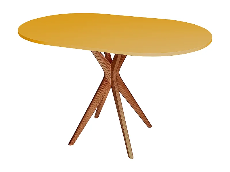 Tavolo da pranzo ovale 75x100cm Jubi Giallo Ginestra con gambe in rovere