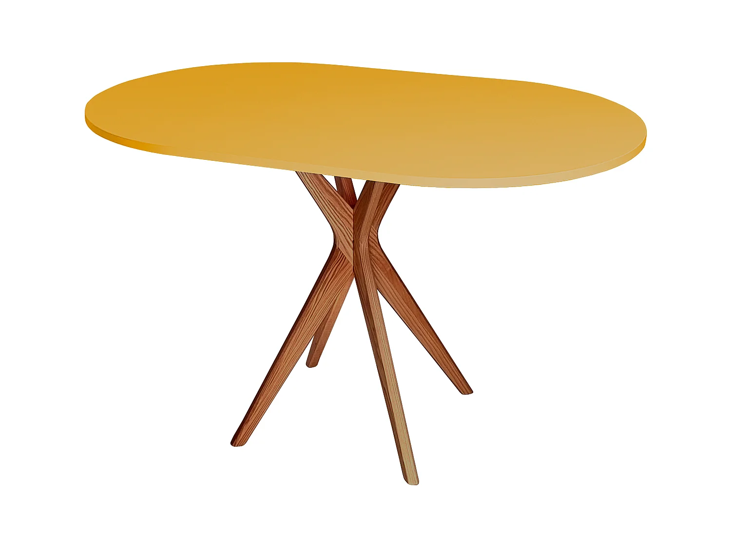 Ovaler Esstisch 75x100cm Jubi Ginster Gelb Eichenbeinen