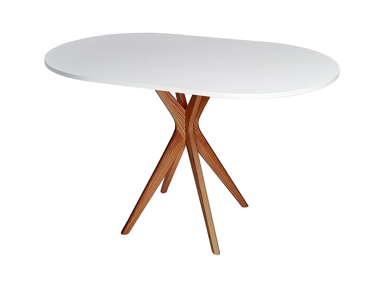Table à manger ovale 75x100cm Jubi Blanc Chêne