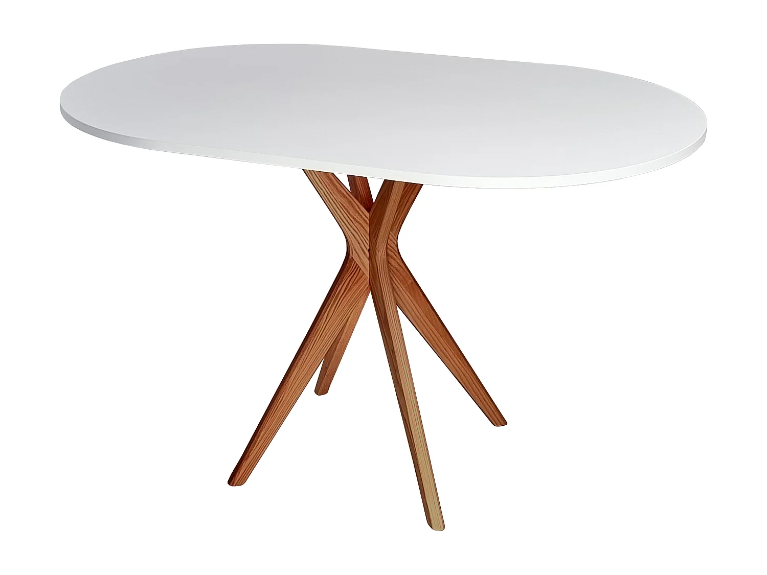 Ovale eettafel 75x100cm Jubi Wit met eiken poten