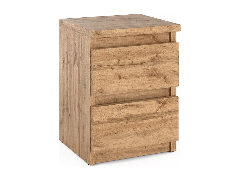 Table de chevet Chêne Wotan 30x30x42CM 2 tiroirs-meuble de nuit pour chambre à coucher