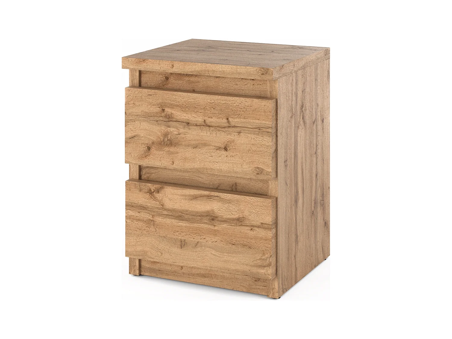 Table de chevet Chêne Wotan 30x30x42CM 2 tiroirs-meuble de nuit pour chambre à coucher