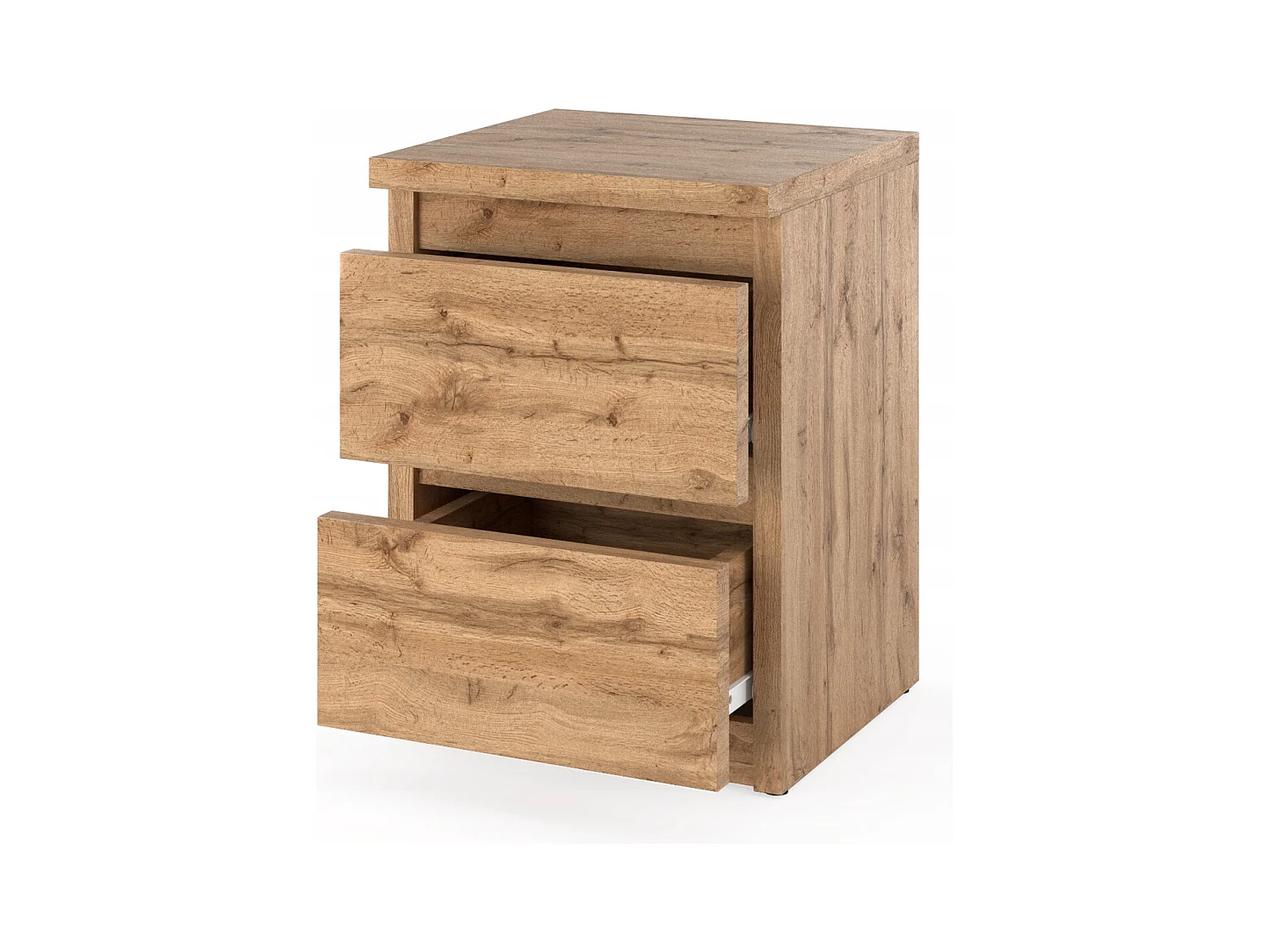 Table de chevet Chêne Wotan 30x30x42CM 2 tiroirs-meuble de nuit pour chambre à coucher