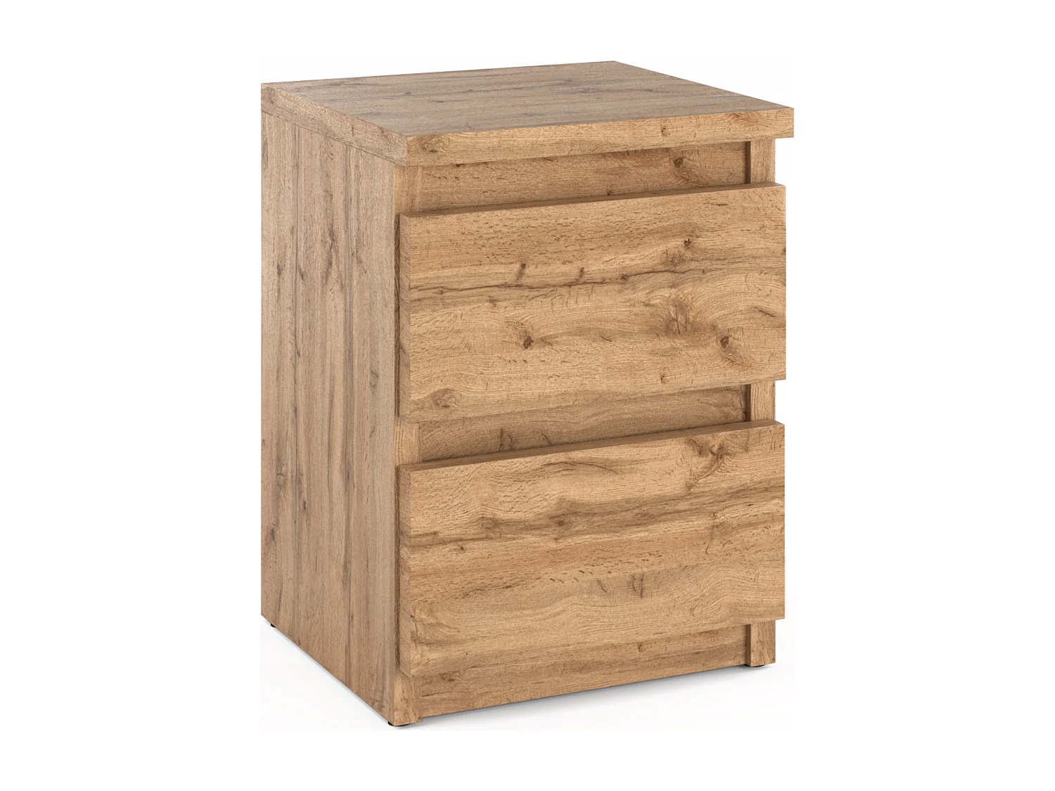 Table de chevet Chêne Wotan 30x30x42CM 2 tiroirs-meuble de nuit pour chambre à coucher