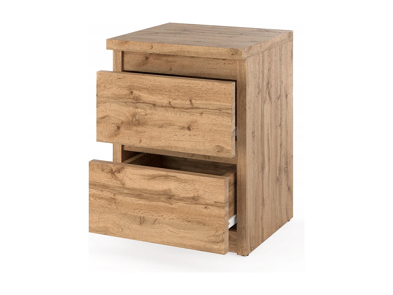 Table de chevet Chêne Wotan 30x30x42CM 2 tiroirs-meuble de nuit pour chambre à coucher