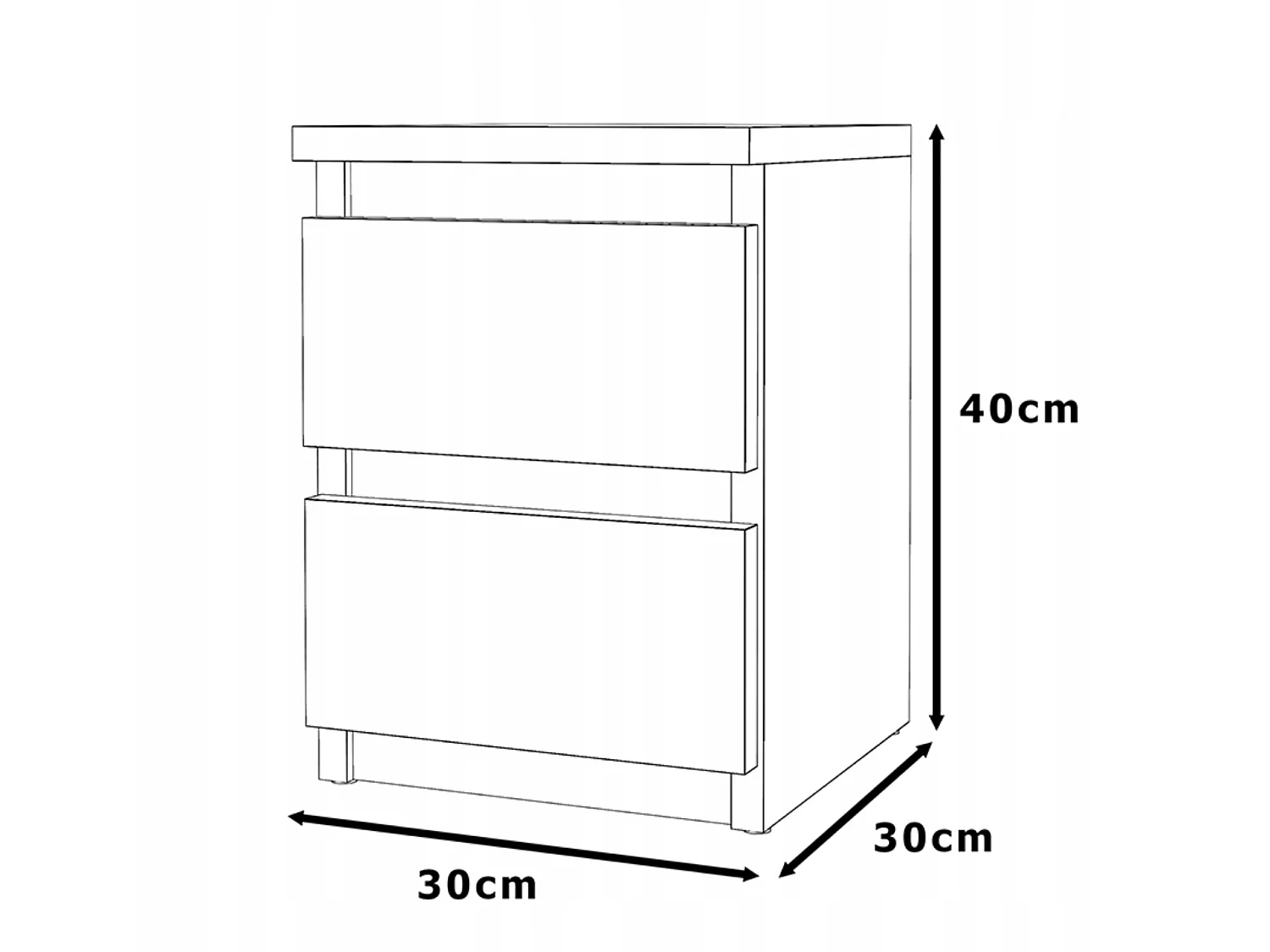 Comodino Rovere Wotan 30x30x42CM 2 cassetti -arredo camera da letto